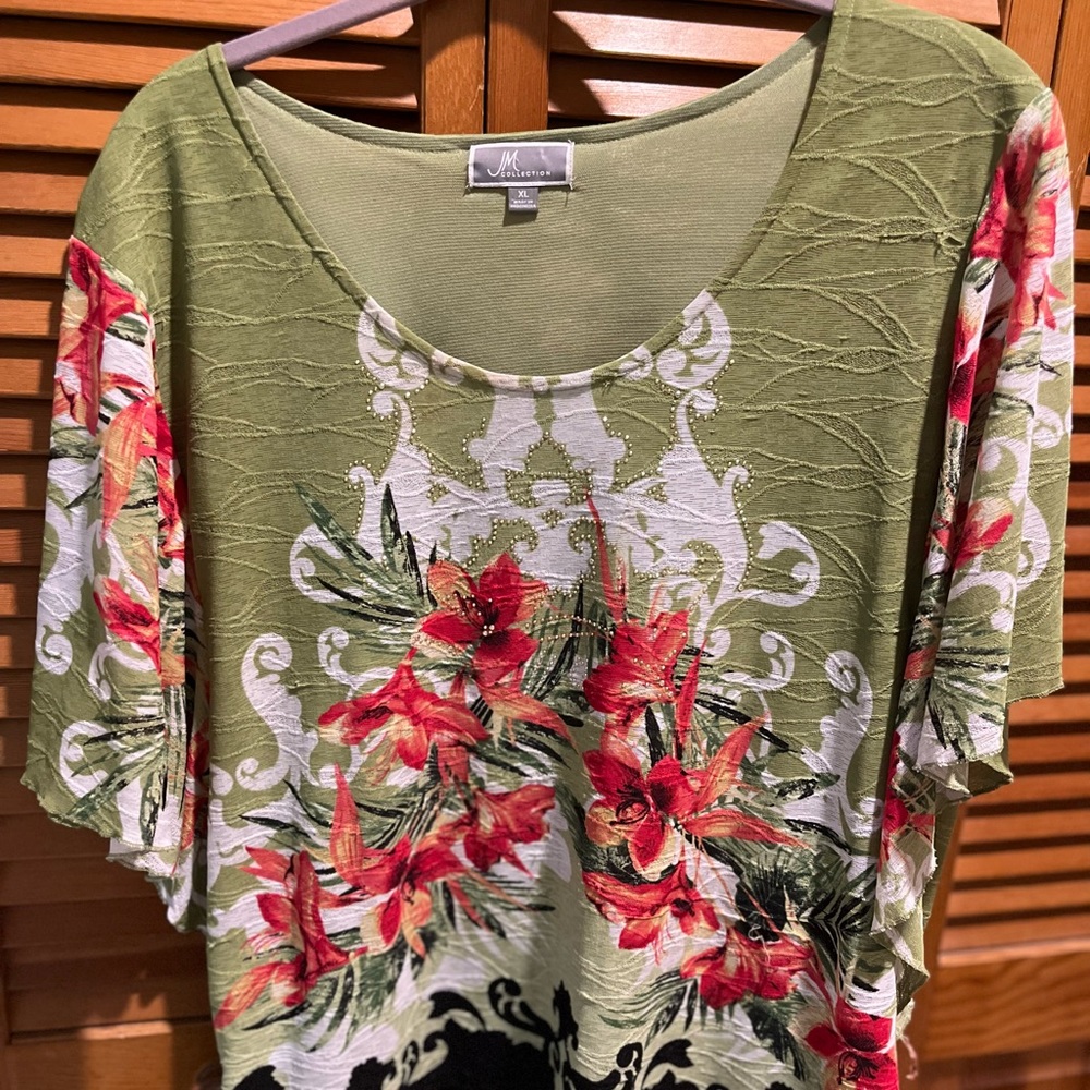 217. WOMENS JM COLLECTION XL DETAIL TOP
